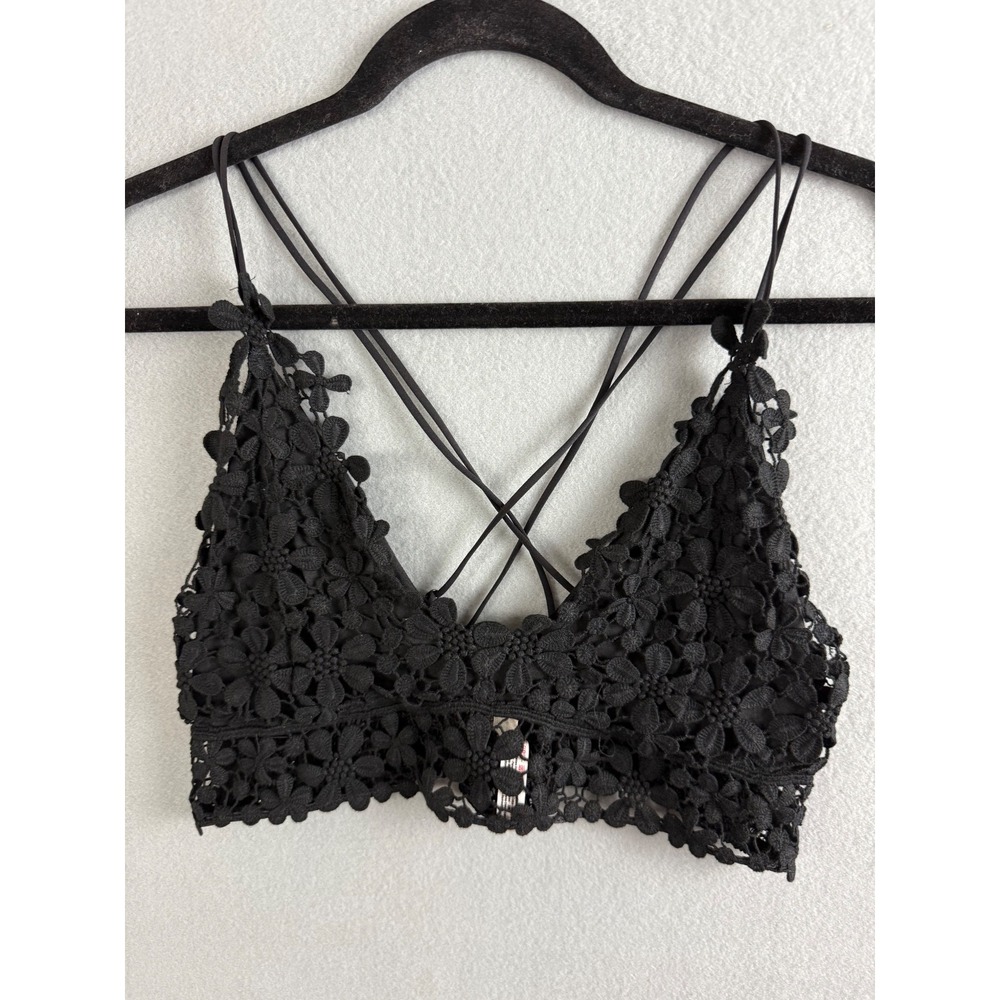 Free People Bandeaus Women's‎ Small Floral Lace Bralette Criss Cross Straps